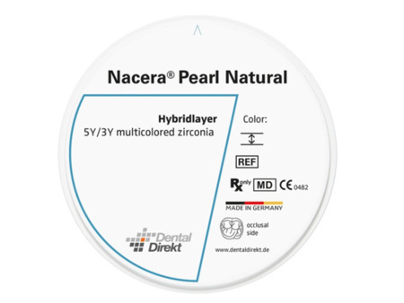 DD Nacera® Pearl Natural, multilayer zirkon, translucentní, D3, 16 mm