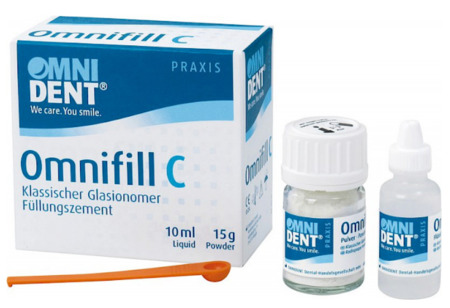 Omnifill C - skloionomerní cement, set 15g prášek 10ml tekutina, A2 85182
